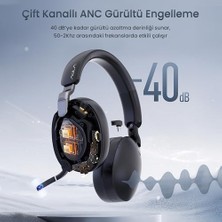 Esmo Home Aula A500 Hybrid Anc 2.4ghz Kablosuz ve Bluetooth 5.4 Aux Mikrofonlu Kulak Üstü Kulaklık Siyah