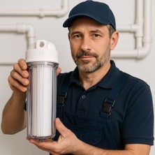 Esmo Home Sediment Filtre Housing Seti | 10” Şeffaf Kap + 5 Mikron Pp Filtre + Anahtar + Pirinç Bağlantı + Teflon Bant| Şebeke Suyu Ön Filtreleme (1)