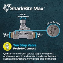 Esmo Home Max 1/2 x 1/2 x 3/8 Inç Sıkıştırma Tee Durdurma Vanası, Pirinç Tesisat Bağlantı Elemanı, Pex Boru, Bakır, Cpvc, Pe-Rt, Hdpe, UR24984A