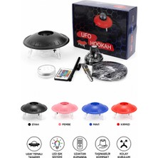 Puffstore Ufo Tasarımlı Işıklı Portatif Nargile Takımı LED Işıklı Seyahat Nargilesi Kompakt Masaüstü Nargile Seti Uzaktan Kumandalı