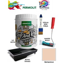 Permolit Pop And Rolls Boya 4 Parçalı Set ( 1lt Boya - Boya Tavası- Stella Ipek Fırça - Kadife Rulo )