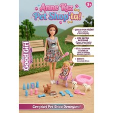 Craftivio Good Girl Anne Kız Pet Shop Oyun Seti - 29 cm Oyuncak Bebek, Yavru Köpekler ve Pusetli Evcilik Seti
