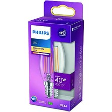 Esmo Home LED 40W B35 LED Mum Filament Ampul, 2700K Sarı Işık, E14 Ince Duy, Dim Edilmez