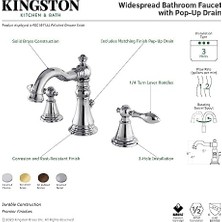 Esmo Home FSC1972AL Ingiliz Klasik 20 cm Geniş Lavabo Bataryası Perakende Pop-Up, Cilalı Pirinç, 12,72 cm Ağız Erişimi
