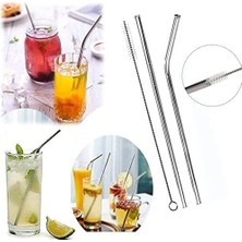 Esmo Home 2'li Paslanmaz Çelik Pipet, Temizleme Fırçası, Metal Pipet