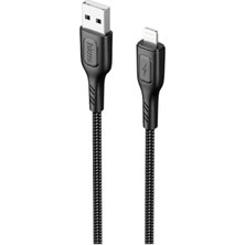 Esmo Home Knıt 2A Çıkış, Usb-A To Lightning Şarj ve Data Aktarım Kablosu, Örgü Tasarım, 1 Metre, Siyah