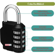 Esmo Home Ht-31 Kırılmaz Şifreli Asma Kilit 4 Haneli Su Geçirmez Paslanmaz Sertleştirilmiş Çelik Dolap Kilidi Tsa Onaylı