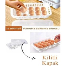 Esmo Home Plastik 15'li Yumurtalık Beyaz, Kapaklı, 28X18X7 cm