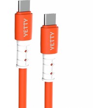 Esmo Home Yetty 3A Lightning ile Uyumlu, Type-C, Type-C To Type-C Silikonlu Data ve Hızlı Şarj Kablosu 1m Sarı Ykb-Serileri (Yerli Üretim) Farklı Renkler (Type-C To Type-C, Turuncu)