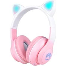 Esmo Home Stn-28 Pro Kedi Kulaklı Tasarımlı Rgb Işıklı Bluetooth Kulaklık Mavi