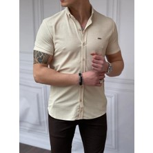 Modefendicom Slim Fit Pamuk Örme Polo Yaka Kısa Kollu Gömlek