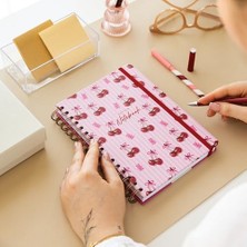 Esmo Home A5 Spiralli Sert Kapak Lastikli Noktalı Not Defteri Kiraz