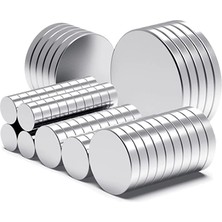 Ronanna 50 Adet 10X2MM Yuvarlak Neodyum Mıknatıs Güçlü Magnet Nikel Kaplamalı ( Lisinya )