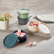 Esmo Home 4'lü Yuvarlak Mini Saklama Kabı Küçük Sızdırmaz Kapaklı Çok Renkli Pratik Amaçlı Kap Erzak Çerez Piknik Gıda (280, Yuvarlak, 4, Set 1)