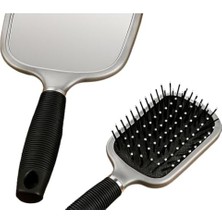 Esmo Home Gri Siyah Aynalı Saç Fırçası – Masaj Etkili, Saç Kırılmasını Önleyen, Ergonomik Saplı, 2’si 1 Arada Tarak ve Ayna