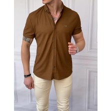 Modefendicom Slim Fit Pamuk Örme Polo Yaka Kısa Kollu Gömlek