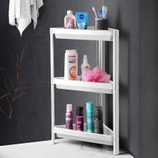 Esmo Home 3 Katlı Üçgen Köşe Rafı | Banyo, Mutfak ve Kiler Için Yer Tasarruflu Organizer | Çok Amaçlı Raf Ünitesi | 3 Farklı Renk Seçeneği | (33X71X33CM) (Beyaz)