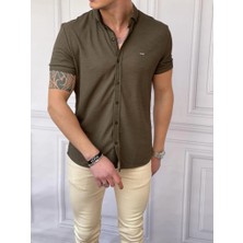 Modefendicom Slim Fit Pamuk Örme Polo Yaka Kısa Kollu Gömlek