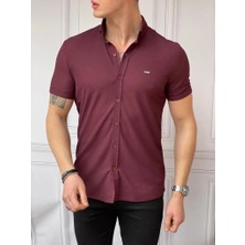Modefendicom Slim Fit Pamuk Örme Polo Yaka Kısa Kollu Gömlek
