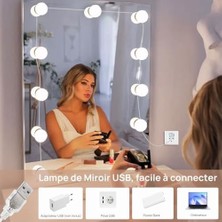 Esmo Home Ayna Işıkları 10 Hollywood Tarzı Ampul, Mükemmel Gizli Tel, 3 Renk ve 10 Yoğunluk Ayarlanabilir, Ampul Makyaj Aynası Çıkartma, Makyaj Aynası Için LED Işıklar