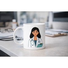 Ronanna Kadın Doktor Tasarımlı Porselen Kupa Model 169 – Doktor ve Sağlık Çalışanı Temalı Kahve Kupası – Doktora Anlamlı Hediye