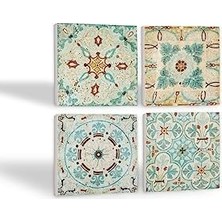 Esmo Home Desen Taş Bardak Altlığı Seti - 4 Parça - Dekoratif, Rustik Mutfak Aksesuarı, 10X10 Cm, Kaydırmaz Tabanlı, Şık ve Dayanıklı SC140