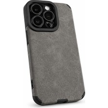 Vantelia iPhone 16 Uyumlu Pu Deri Telefon Kılıfı Gri Kamera Korumalı Darbe Emici Mat Dokulu