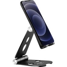 Esmo Home Masaüstü Alüminyum Mobil Stant, Ayarlanabilir Çok Açılı, Katlanabilir/tutucu Standı, Akıllı Telefonlar, Tabletler ve Ipad Için, Mobil Stant, Siyah