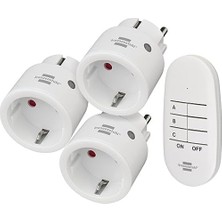 Esmo Home - Mini 3+1 Kablosuz Priz Seti, 3'lü Uzaktan Kumanda Seti (Iç Mekan, El Vericisi ve Yüksek Temas Koruması) Beyaz