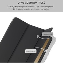 Esmo Home Galaxy Tab A9+ Plus 11 Inç Uyumlu Smart Kılıf, S Pen Kalemlikli, Trifold, Esnek, Mat, Darbeye Tam Dayanıklı Tablet Kılıfı (Siyah)
