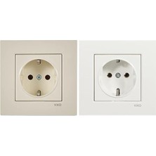 Esmo Home Krem Topraklı Priz + Kare Beyaz Topraklı Priz