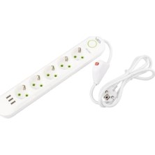 Esmo Home Akım Korumalı, 5'li Çoklu, 3 Usb, 1.5 mt Kablo, Anahtarlı Grup Priz, Usbli, Dayanıklı, 3000 Watt Gücünde