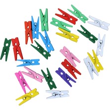 Esmo Home Mini Resim Fotoğraf Mandalı Hobi Mandalı 25 Adet Set Çokrenkli Resim Mandal Renkli Hobi Mandal