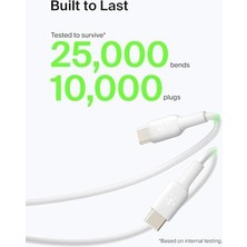 Esmo Home Boost Charge USB C Şarj Kablosu, Usb-C, Usb-A Kablosu, 16, 15, Galaxy S24, S23,, iPad Pro, Switch ve Daha Fazlası Için, 1 Metre, 2'li Paket, Beyaz