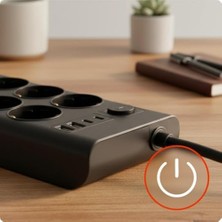Esmo Home Akım Korumalı Priz, 6'lı Priz Soketi, 6x Fiş Soketi, 2x USB Girişi, 2x Type-C Girişi, Dayanıklı Yapı, 1.8 Metre Kablo Uzunluğu, Aşırı Gerilim Koruyucu Çoğaltıcı (16A/3680W)