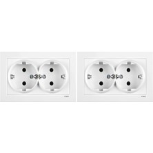 Esmo Home 55 Beyaz Ikili Topraklı Priz C1 Mekanizma (2 Paketi)