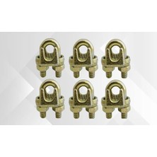 Esmo Home Çelik Halat Kelepçesi, 6mm A Tipi, Sarı Galvaniz Kaplama, (6 Adet)