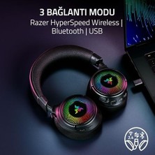 Esmo Home Kraken V4 - Kablosuz Oyun Kulaklığı (3 Modlu Bağlantı, Triforce 40MM Sürücüler, 9 Bölgeli Rgb Kulaklık Aydınlatması, Mix & Volume Ayarları, Thx Spatial Audio) Siyah