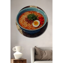 Özgürce Japon Ramen Sanatı Sulu Boya Görünümlü Ahşap Yuvarlak Duvar Dekoru