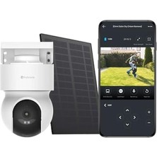 Esmo Home Omni Solar Dış Ortam Bataryalı ve Güneş Enerjili Wi-Fi Akıllı Kamera, Renkli Gece Görüşü, 360 Derece Görüntüleme, Insan Algılama, Siren