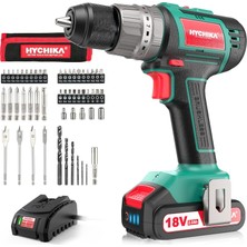 Esmo Home Akülü Tornavida 60 Nm Maks, 18 V Matkap, 2 x 2,0 Ah Akü ve 57 Parça Aksesuar Seti, Fırçasız Motor, 2 Vites, 21 + 3 Tork Kademesi, Çekiç Fonksiyonlu Matkap