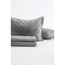 Esmo Home Favora Kadife Çift Kişilik Yatak Örtüsü Takımı (Gri)