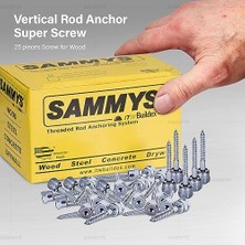 Esmo Home Sammys 8003957-25 Dikey Çubuk Ankraj Süper Vidası 1/4 Inç Dişli Çubuk Bağlantısı, 1/4 x 2 Inç Vida, Ahşap Için (Pkg.=25), Çinko