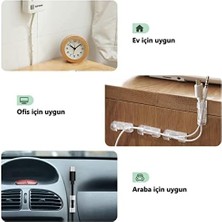 Esmo Home Kablo Sabitleyici Klipsler Kablo Düzenleyici Duvar Cam Kablo Tutucu Yapışkanlı Klips 20 Adet, Şeffaf