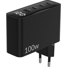 Esmo Home Juo 100W Gan LED Ekranlı 3 Type-C + Usb-A Hızlı Şarj Cihazı & & Notebook Şarj Aleti