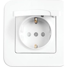 Esmo Home /rollina Beyaz Kapaklı Topraklı Priz Çarpma Karşıtı Mekanizma ve Kapak