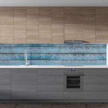 Esmo Home Mutfak Tezgah Arası Folyo Kaplama Folyosu Kırık Mavi Ahşap Doku 60X500 cm