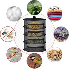 Esmo Home 4 Katlı Fermuarlı Meyve Sebze Kurutma Filesi | Katlanabilir Doğal Kurutma Sepeti Siyah