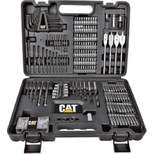 Esmo Home Cat DXK201 18VOLT/2.0AH Li-Ion Çift Akülü Kömürsüz Profesyonel Şarjlı Darbeli Matkap + DX7030 Kömürsüz Darbeli Tornavida + DA01903 201 Parça Uç Seti Kombo Set