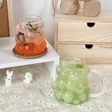 Esmo Home 2 Adet 300 ml Üzüm Desenli Borosilikat Bardak, Termisil, Bulut Desenli, Dayanıklı, Şık ve Fonksiyonel Içecek Bardakları (Kulplu)